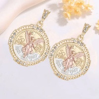Pendentifs ronds en cuivre plaqué or 14 carats style Hip Hop, entièrement incrustés de zircons, avec pièce commémorative Statue de la Liberté, breloques cadeaux, bijoux