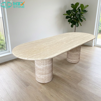 HZX STONE Plaque de marbre beige polie pour table à manger intérieure, durable, écologique, imperméable, découpée sur mesure
