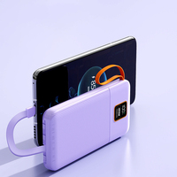 Batterie externe transfrontalière en gros à charge rapide 22,5 W, grande capacité 10000 mAh, avec câble intégré Type-C, entrée et sortie