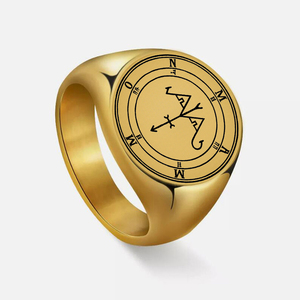 Anillos de Acero Inoxidable con el Sello de Focalor, el Gran Duque, el 41º Sello de Salomón, los 72 Demonios, el Talismán <span class=keywords><strong>Ars</strong></span> <span class=keywords><strong>Goetia</strong></span>, Mammon el Pequeño - Product Image 1