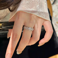 Cincin Lebar Berlapis Emas Rose Zirkon XIYAO XY-R030 dengan Desain Terbuka, Perhiasan Mewah untuk Pernikahan dan Pertunangan, Setting Cakar, untuk Wanita dan Pria