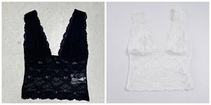 Haut élégant et respirant à col en V avec détails en dentelle sexy, en Spandex/Polyester pour femme - Product Image 2