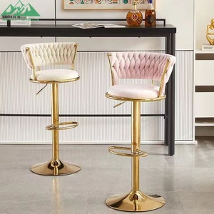 Silla de <span class=keywords><strong>Bar</strong></span> Muebles de mostrador Metal Terciopelo Giratorio Cuero Alto Oro Moderno Lujo Taburete de cocina Sillas de <span class=keywords><strong>bar</strong></span> para mesa de <span class=keywords><strong>bar</strong></span> - Product Image 5