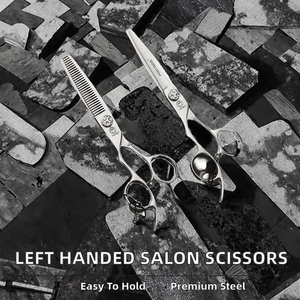 Ciseaux japonais en acier inoxydable 440C pour gauchers, ensemble de ciseaux ergonomiques à manche droit, ciseaux à effiler professionnels pour salon de coiffure - Product Image 2