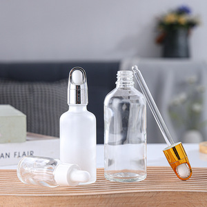 Botellas cuentagotas de vidrio transparente, 15ml, 20ml, 30ml, vacías y esmeriladas para aceites esenciales, contenedores de muestra para suero para el cuidado de la piel - Product Image 2