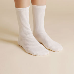 Calcetines de vestir para mujer, de algodón suave y transpirable, con puño largo acanalado, diseño liso, cómodos para uso diario, ODM - Product Image 5