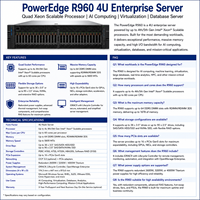 Serveur d'entreprise Dell PowerEdge R960 4U, processeur Xeon Scalable Quad, calcul IA, virtualisation, serveur de base de données