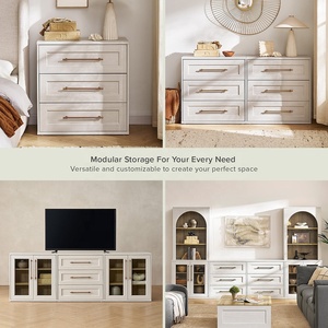 Table de chevet <span class=keywords><strong>blanche</strong></span> pour chambre à coucher, armoire de salon, <span class=keywords><strong>commode</strong></span> en bois avec <span class=keywords><strong>3</strong></span> tiroirs - Product Image 4