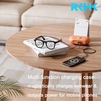 Gafas Inteligentes RKHK con IA, Traducción y Reconocimiento de Imágenes, Estuche de Carga 2 en 1 con Función de Banco de Energía para Cargar Teléfonos Móviles