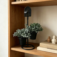 Chrysanthème artificiel en bonsaï avec feuilles émaillées, support de plante double anneau, fausse plante en pot pour la maison, le bureau, la table ou la cour