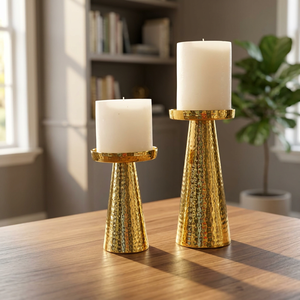 El mejor diseño martillado, producto al por mayor, decoración del hogar, soporte de vela de Metal en hierro, candelabro chapado en oro para decoración de bodas - Product Image 6