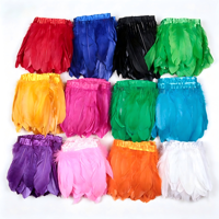 Ruban de garniture en plumes d'oie teintes en gros pour vêtements, robes, costumes de carnaval, accessoires de bricolage