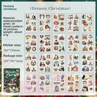 Autocollants créatifs pour journal de Noël, film de découpe PET, autocollants décoratifs DIY, 20 feuilles d'autocollants dans un seul livre
