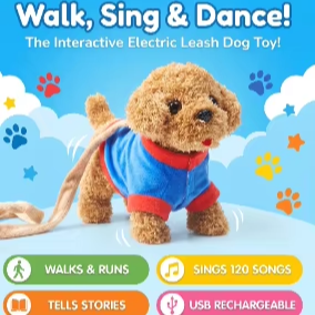 Sparkly Realistic Plush Robot Dog with PP Cotton Filling 23cm for Kids