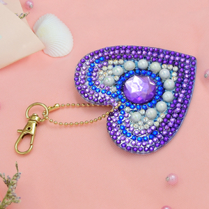 Nhà Máy Bán Buôn Hình Trái Tim Kim Cương Sơn Key Chains Tấm Acrylic Mặt Dây Chuyền Sáng Tạo DIY 5d Sơn Kim Cương <span class=keywords><strong>Keychain</strong></span> Kit - Product Image 3