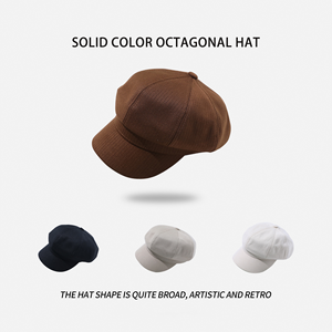 2025 all'ingrosso di moda autunno e inverno nuovo berretto ottagonale giornale tinta unita cappello da donna cappello da pittore cappello per le signore - Product Image 4