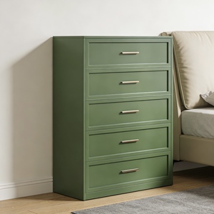 Moderne stalen crèmekleurige groene 5-ladenkast multifunctionele grote opbergkast voor woonkamer & slaapkamer - Product Image 4