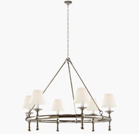 Yihao Style américain classique 6 lumières lustre en laiton massif anneau pendentif luminaire avec nuances plafonnier décoratif
