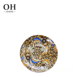 Assiettes en céramique de style bohème, 2 pièces, peints à la main, ensemble de tasses <span class=keywords><strong>et</strong></span> sous-tasses en porcelaine, logo personnalisé, design national - Product Image 4