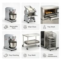 Nouveau Four à Convection Électrique Commercial et Industriel en Acier Inoxydable XY avec Étuve de Cuisson, Pétrin, Laminoir et Table de Travail