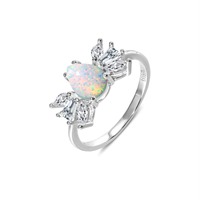 Bague opale ovale à la mode avec Cz S925 en gros 925 bagues en argent bijoux