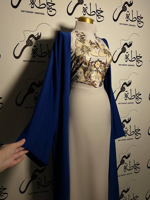 Elegant Eid Dress 2026 Modest Luxury Evening Dress Handwork Embroidery navy blue Open Abaya Women Dubai Kaftan Jalabiya Dress