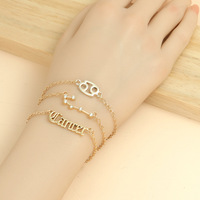 Fabricant plaqué or signe du zodiaque ensemble de bijoux verseau bélier gémeaux cancer sagittaire horoscope signes bracelet de chaîne de charme