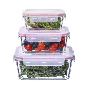 Top Selling Freshness Preservation 3 PCs High Borosilicate Glass Storage Container Set
