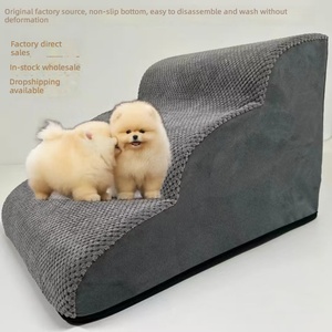 Escaleras para Perros, <span class=keywords><strong>Escalera</strong></span> para Mascotas con Tela Lavable y Extraíble, Escalones de Esponja Grises, <span class=keywords><strong>Escalera</strong></span> para Sofá Cama para Perros Pequeños y Medianos - Product Image 2