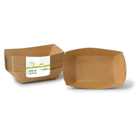 Barquettes à collation en carton, capacité 400 ml, 17x11,5x4 cm, couleur marron, jetables, écologiques, barquettes marron pour collations