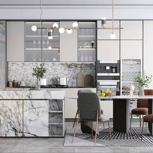 ตู้ครัวทันสมัยหรูหราสีเทาคลาสสิกคุณภาพสูงปรับแต่งได้ - Product Image 1