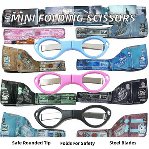 Mini <b>Pocket</b> Folding Scissors Stainless Steel Straight Blade Foldable Eyebrow Beauty Tool - Product Image 2