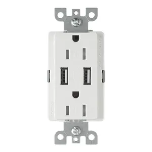 US Standard Wall Switch Socket 15-Amp 125V 2.1A USB Home Use Electrical Tamper Resistant Socket Outlet