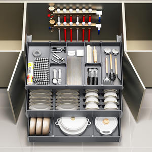 HNOSS Organisateur de tiroirs coulissants en aluminium <span class=keywords><strong>sous</strong></span> l'évier Panier coulissant en métal Paniers de rangement polyvalents dans le <span class=keywords><strong>tiroir</strong></span> - Product Image 4