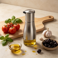 Distributeur d'huile en verre de 320 ml avec bec verseur en acier inoxydable, bouteille rechargeable pour huile de cuisson, vinaigre, sauce soja, récipient à condiments de cuisine