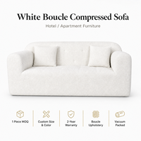Maßgefertigtes Weißes 3-Sitzer Komprimiertes Sofa Moderner Strukturierter Stoffbezug Umweltfreundlich Modular für Wohnzimmer Apartment Hotel