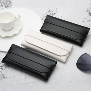 Étui à lunettes minimaliste en cuir, rectangulaire, noir et blanc, sac de rangement pour lunettes, pochette souple, design solide, été 2021 - Product Image 1