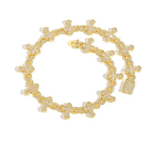 Collar Hip Hop Vintage con Cadena de Eslabones Cruzados Infinitos con Circonitas Brillantes, Proveedor Verificado por BES, Venta al por Mayor de Fábrica - Product Image 5