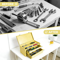 Boîte de rangement pour outils en acier jaune miniature avec tiroirs, petite boîte à outils pour le rangement d'objets de petite taille, boîte à outils en métal portable