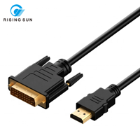 Câble convertisseur DVI plaqué or 24 carats haute vitesse avec gaine en PVC écologique, prise en charge 1080P pour moniteur PS4 et lecteur DVD