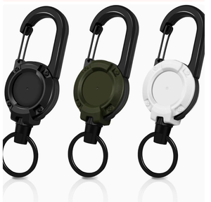 DF 125*40mm Retractable Heavy Duty Pull Reel Carabiner Strong Steel Wire Rope Buckle Spring <b>Key</b> <b>Ring</b> Outdoor Sporty Keychain - Product Image 6
