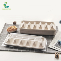 Plaques de plateau biodégradables recyclables 3 5 séparateurs Taco Holder Bagasse Stands Holds