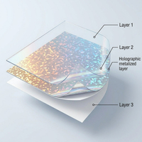 Film de lamination holographique extensible à impression en creux avec motifs de verre brisé irisé et de étoiles pour cadeaux et artisanat