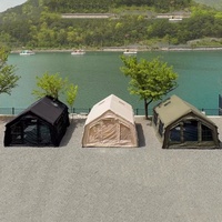 Tente gonflable de luxe noire de haute qualité avec 2 chambres, 17,2 m²