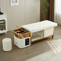 Fauteuil de lavage capillaire personnalisable pour salon, avec circulation d'eau, pour massage thaïlandais, cuvette en céramique dorée, lit de spa capillaire et armoire de rangement