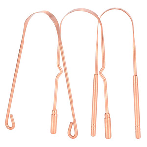 Herramientas de cuidado de higiene bucal 100% raspador limpiador de lengua de cobre puro para adultos - Product Image 1