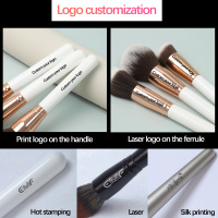 EMF Rose Professional – Ensemble de 11 pinceaux de maquillage pour le visage en poils synthétiques de haute qualité pour femmes, avec logo personnalisé, pinceau pour les yeux, éventail et anticernes