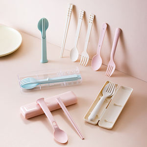 ANYA Lot de 2 couverts portables, cuillère et <span class=keywords><strong>fourchette</strong></span> à baguettes en plastique PBT réutilisables pour voyage, camping, fête et pique-nique en plein air - Product Image 1