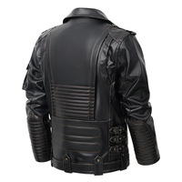 Veste en cuir PU pour moto de marque OEM, style punk, multi-poches, fermeture éclair, automne-hiver, tailles européennes et américaines, fabriquée en Chine