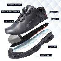 Chaussures de sécurité d'hiver JIANKUN unisexes, basses, en cuir pleine fleur, imperméables, avec embout en acier anti-écrasement, souples, confortables et légères